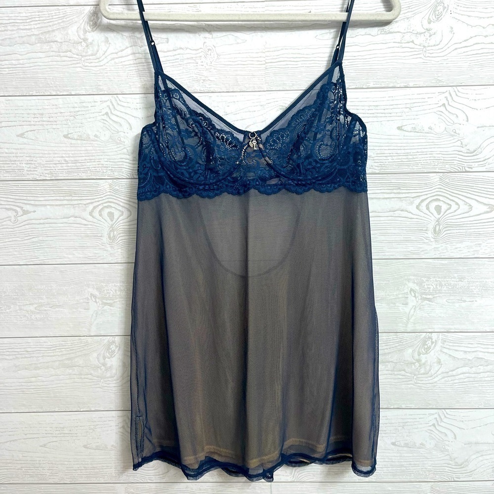 Victoria Secret Women’s Blue Lace Mesh Slip Dress. Size L
